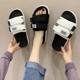 夏季2025新款网红外穿凉拖鞋女潮流个性时尚一字拖情侣厚底沙滩鞋