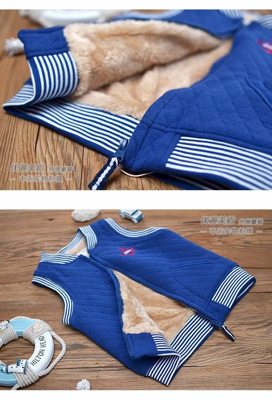 Áo vest trẻ em mùa đông cotton không khí lớp cộng với nhung mặc bé trai mùa đông ấm vest lót quan ao babi