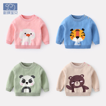 Baby sweater female infant needle cardiovert autumn winter childrens blouse Men 0 1 year old baby clothes winter clothing woolen clothing