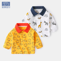 Baby T-Shirt Long Sleeve Spring Autumn Female Infant Polo Shirt Pure Cotton Blouse Man 1 Year Old Baby Beat the undershirt Ocean Spring Festival