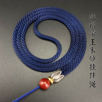 Pure silver navy blue hanging rope cinnabar hanging rope woven rope handmade rope for men and women rope sleeve head rope red and black rope