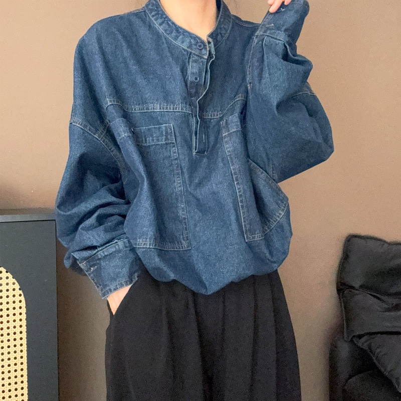 Short Soft Denim Jacket for Women 2025 New American Retro Loose Casual Round Neck Jacket Versatile 25220
