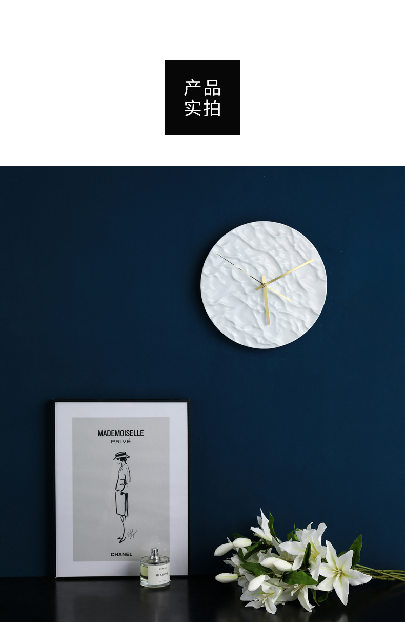 Nordic light designer home sitting room key-2 luxury ceramic wall clock clock creative ultra - quiet bedroom adornment fashion and move