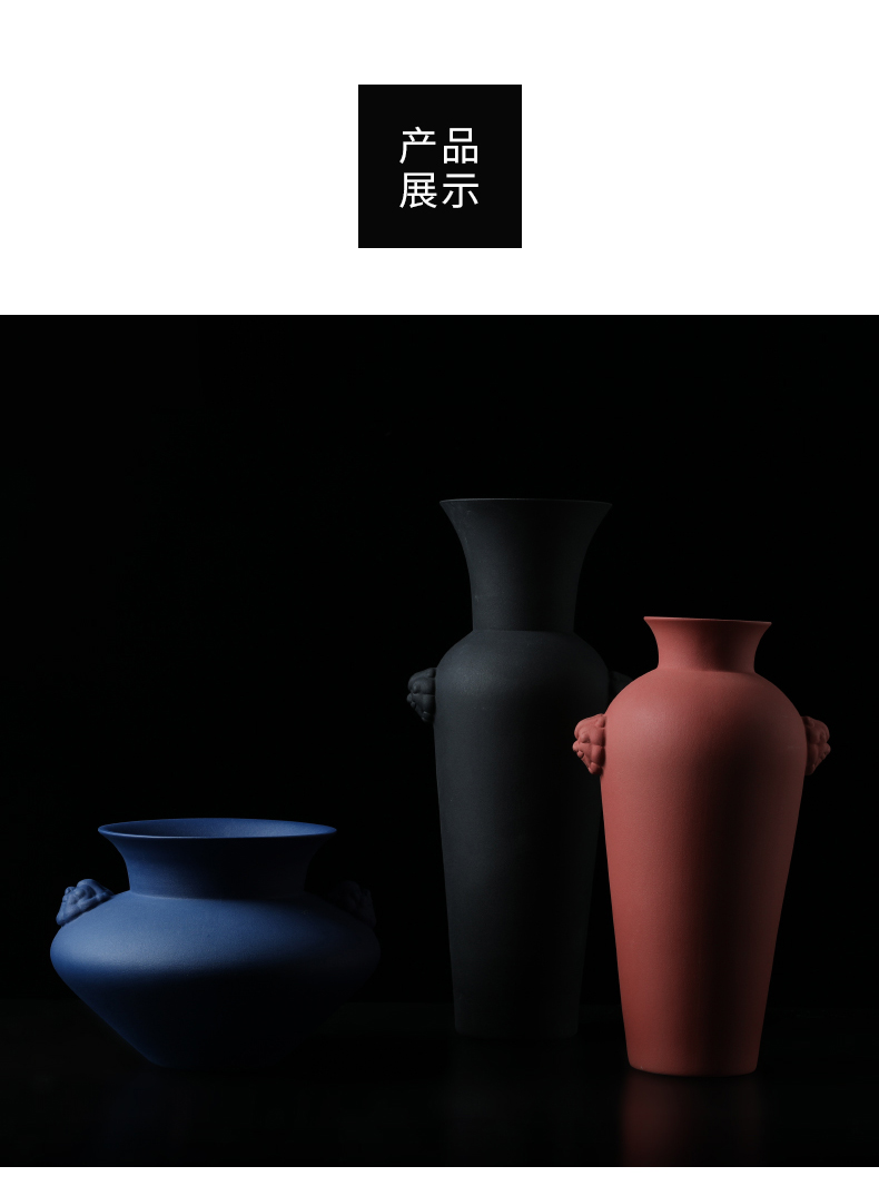 The Sample room space decoration furnishing articles of new Chinese style restoring ancient ways decoration beast ear flower implement jingdezhen ceramic vase art