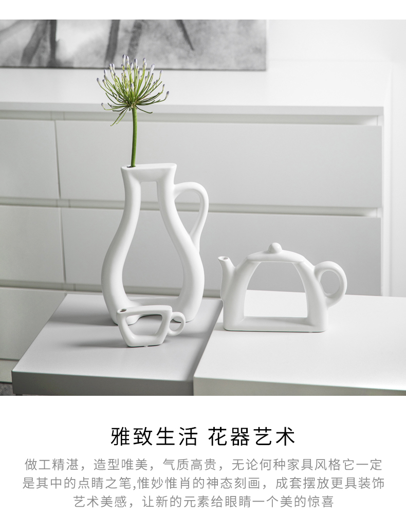 Nordic ins contracted wind vase furnishing articles sitting room flower arranging study adornment ark, ceramic vases, flower vase, the teapot