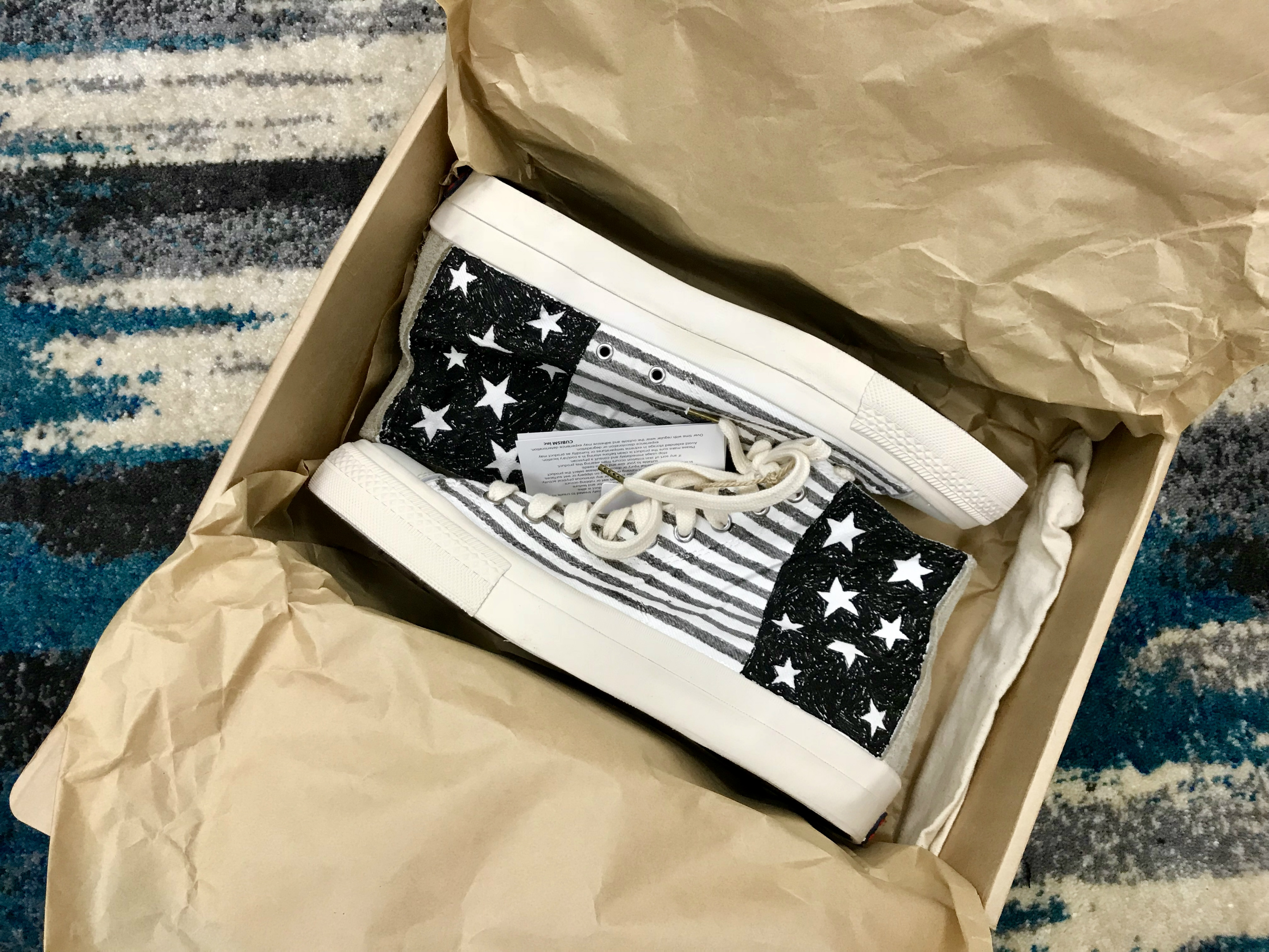 Spot VISVIM 18AW ICT Skagway HI STARS Hand-drawn Flag High-barrel canvas shoes