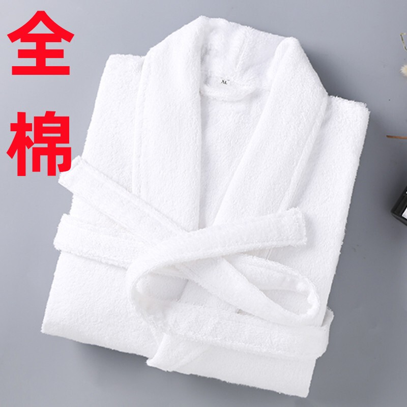 Bathrobe, Nightgown, Bathrobe, Pure Cotton, Thickened Towel Material, Adult, All-Cotton, Absorbent, Quick-Drying, Long Style, Unisex, Autumn and Winter, Hotel
