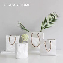 Nordic modern geometric paper bag modeling Ceramic vase Flower ornaments beautiful French countryside pastoral European simple