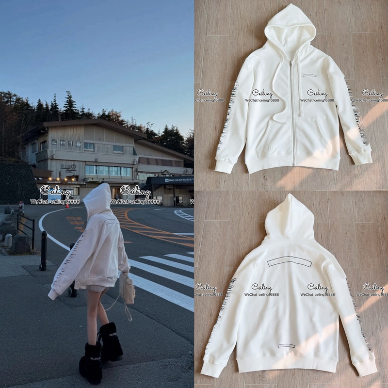 [Top of the Top] Vkwwhy 25Fw New Sanskrit Scroll Print Hooded Zip-Up Sweatshirt, Unisex Style