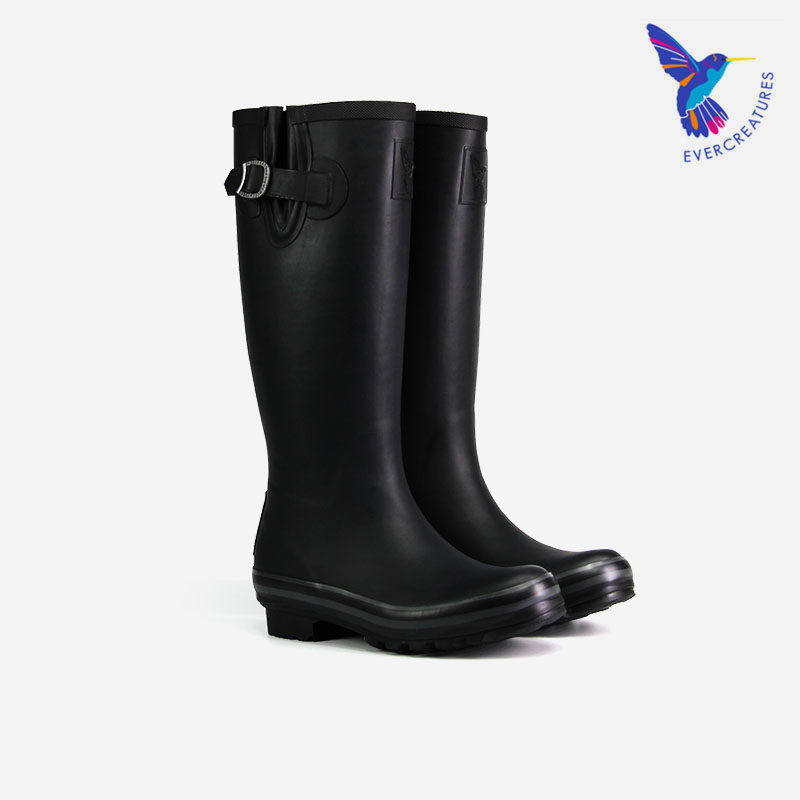 evercreatures UK rain boots rain shoes women adult water shoes non-slip water boots natural rubber black high cylinder