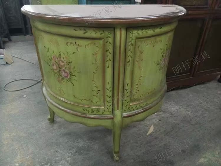 Hiên châu Âu Đài Loan gỗ rắn Mỹ nước Mỹ hiên tủ cuối bảng retro cũ sơn đồ nội thất bán tròn - Bàn / Bàn mẫu bàn ghế đẹp