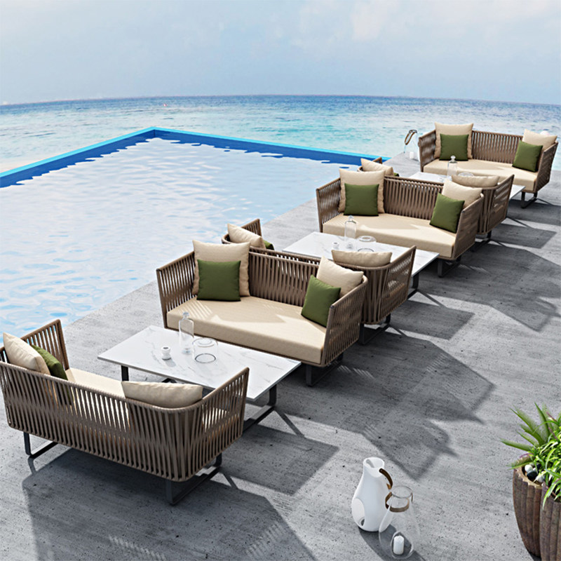 Outdoor vine sofa waterproof courtyard terrace terrace terrace leisure vine chair sofa double card vine sofa furniture