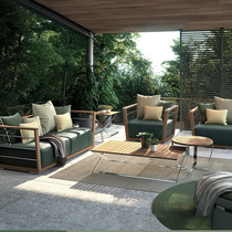 Nordic Outdoor Teakwood Sofa Combined CourtyHigh-end Villa Sunrise Sofa Outdoor Garden Solid Wood Furniture