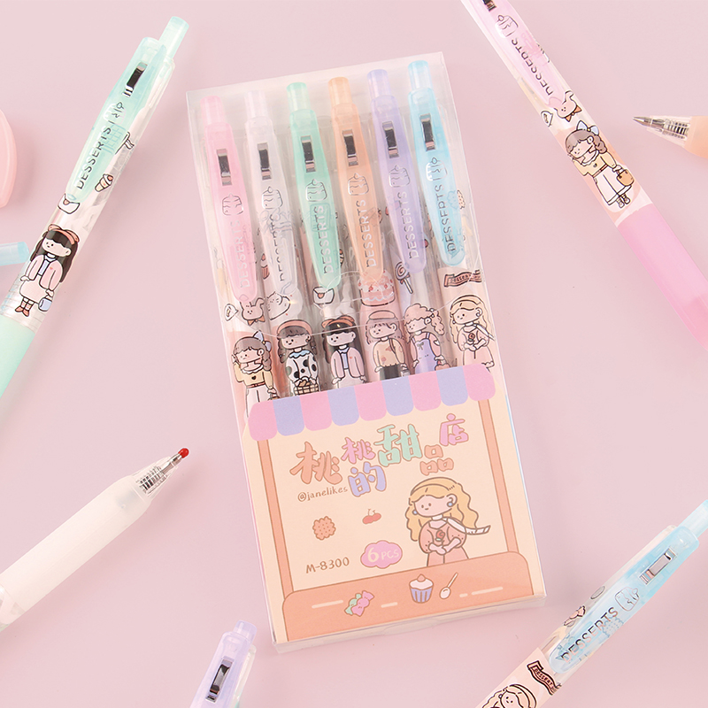 Dessert Shop by Peach Peach PRESS STYLE PEN INK PEN SIGN PEN STUDENTS WITH BLACK 0 5mm SUBWARHEAD KOREAN VERSION CUTE SUPER CUTE CREATIVE LITTLE FRESH GIRL HEARTS PRESSED HIGH FACE VALUE BLACK PEN