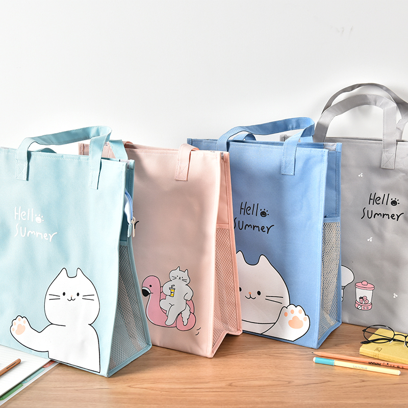 Oxford cloth class bag Document bag Make-up bag Zipper Student tote bag Book bag Canvas briefcase storage