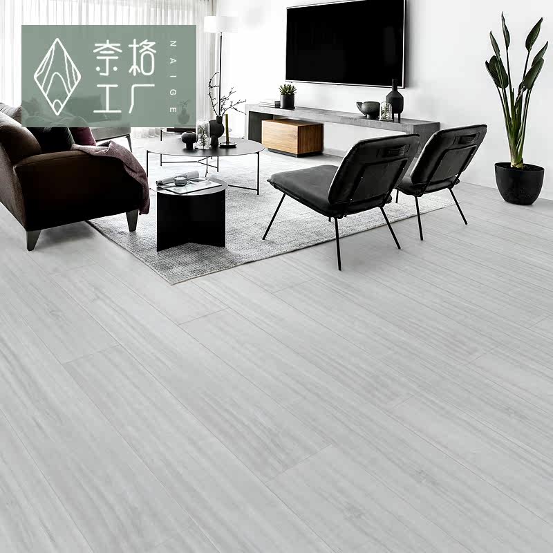 European-style home bedroom Nordic style reinforced composite dark gray factory direct sales environmental protection wear-resistant wood floor 12mm