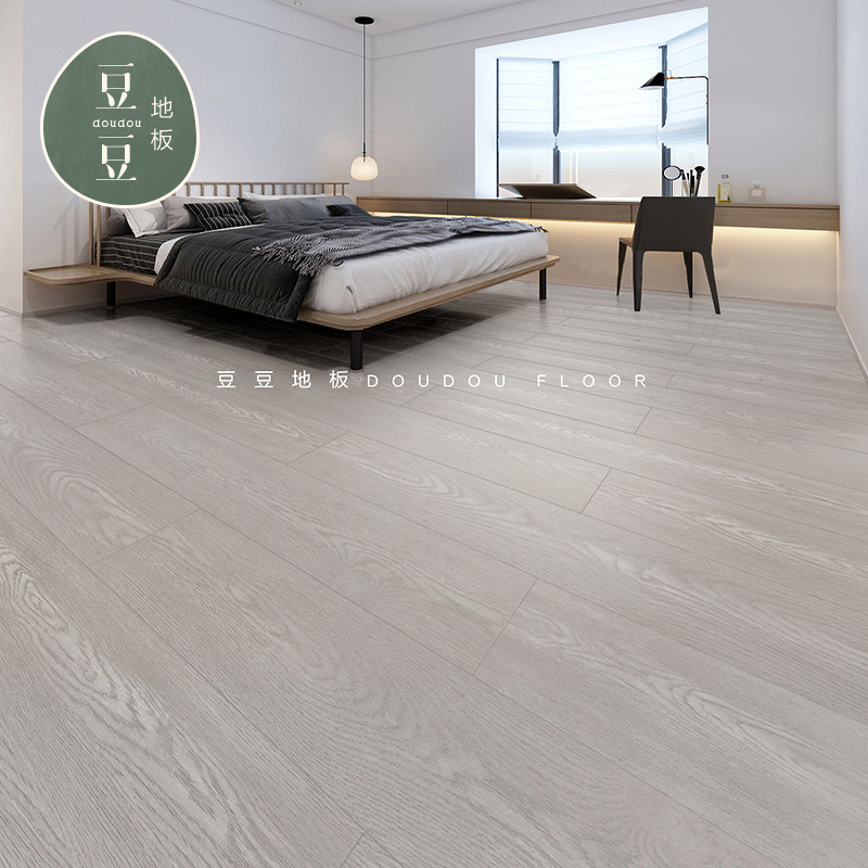 Grace light gray laminate wood flooring household waterproof wear-resistant Nordic light luxury manufacturers direct sales 12mm