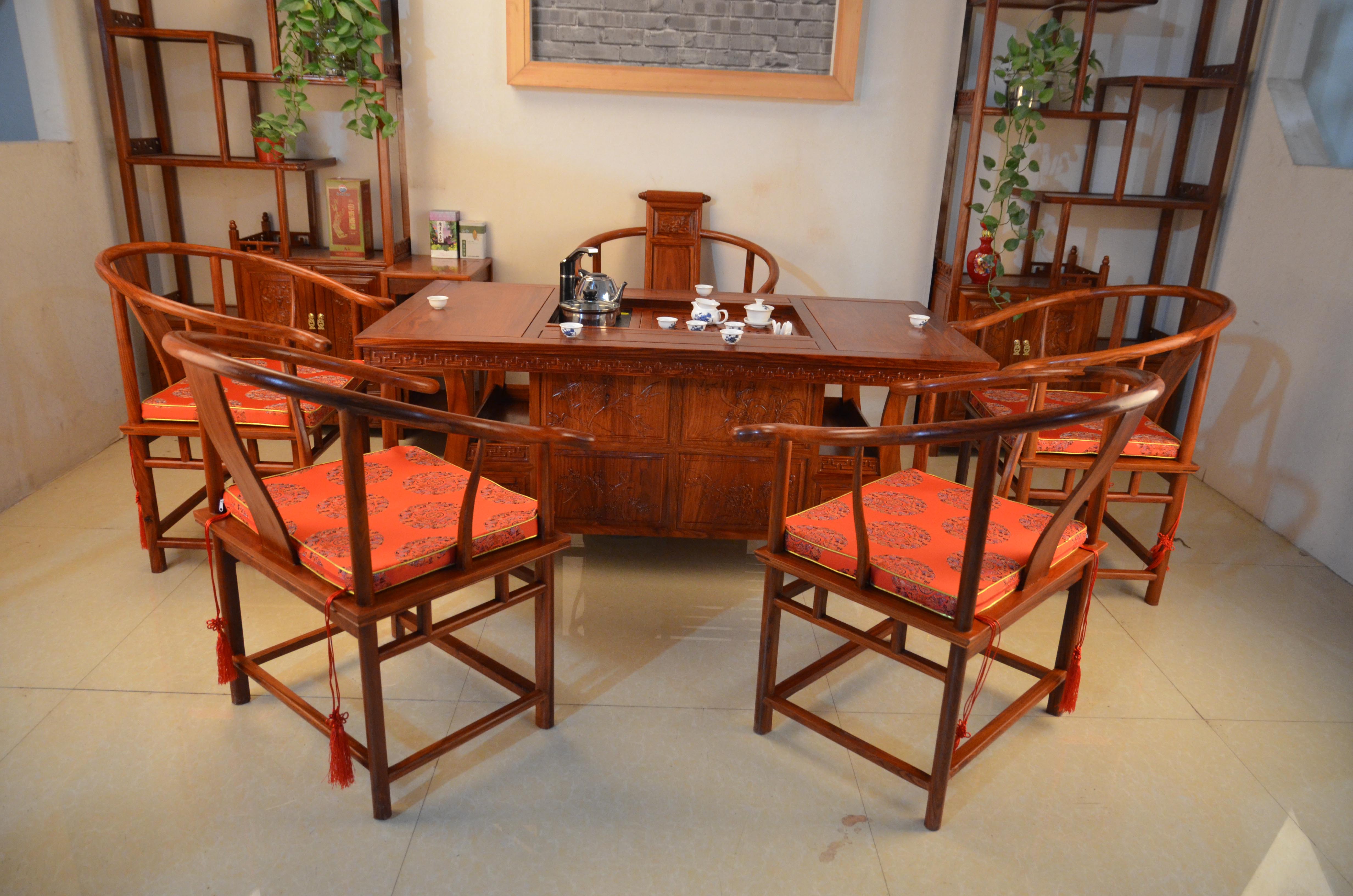 Mahogany kung fu tea table and chair combination solid wood square