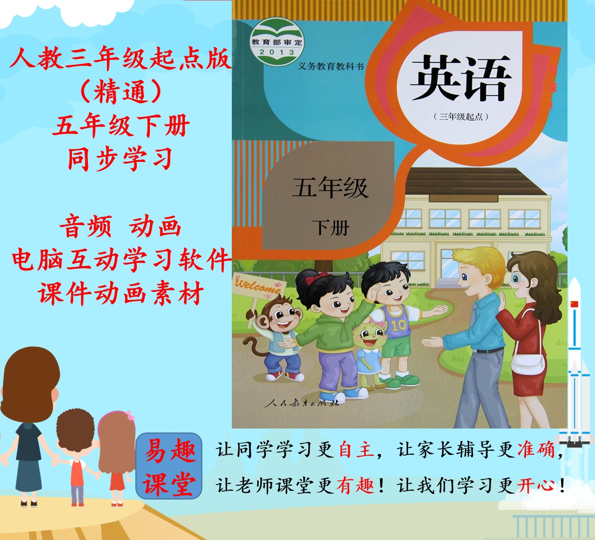 People teach three starting points to be proficient in audio animation and computer-point reading software synchronized in English five-grade lower volume textbook