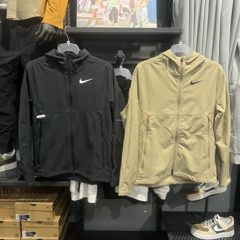 Nike Thrma Autumn and Winter Men's Fleece-Lined Water-Repellent Windproof Running Sports Jacket Hoodie Cu7347