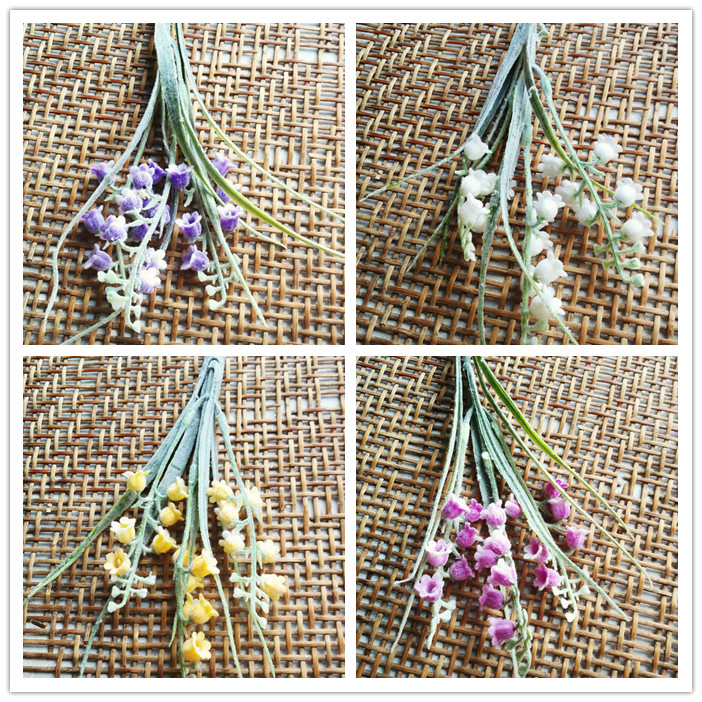 Senteal diy material emulation floral head Flowers Grass Cap Flowers Delight Candy Flowers Flocking Green Plant Hair White Cream Belllan-Taobao