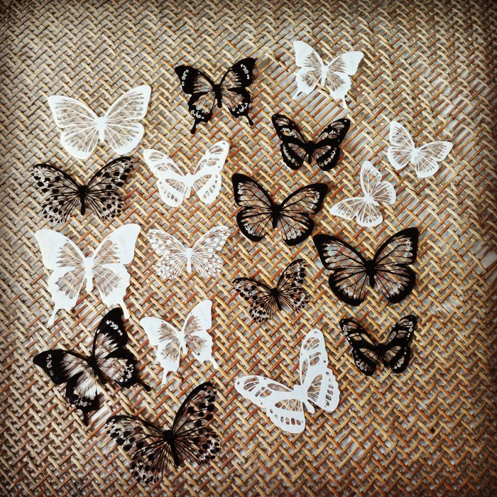 DIY handmade accessories PVC full set butterfly black and white butterfly colourful 18 only to simulate flower butterfly plastic-Taobao