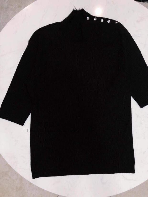 100% Pure Cashmere Ladies Mid Collar Worsted Cashmere Sweater Short Sleeve 185g Drawbar Slim Fit S-XXL