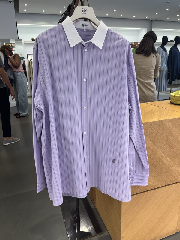 Loewe Men's Striped Shirt with Embroidered Logo Loewe Men's Striped Shirt with Embroidered Logo