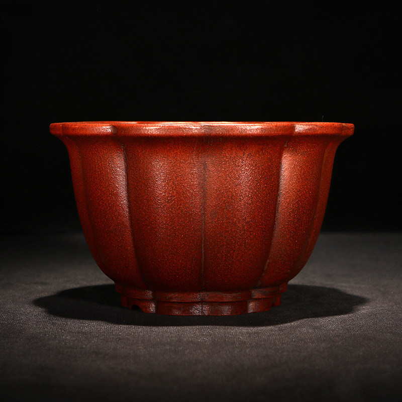 宜兴紫砂花盆陶瓷花盆多肉花盆盆景培育盆栽菖蒲多瓣轮花摹古桌面