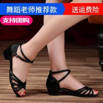 Latin dance shoes for girls and children soft-soled practice shoes for children and adults ballroom dance beginners cha-cha mid-heeled dance shoes