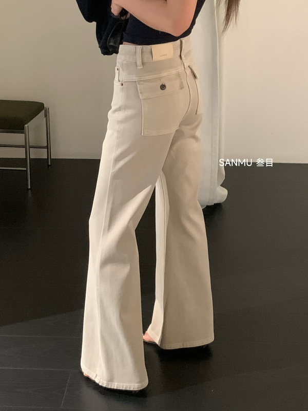New In-Stock Design Korean Style Trendy Pocket Four-Way Stretch Flared Jeans Bootcut Pants 66505 New In-Stock Design Korean Style Trendy Pocket Four-Way Stretch Flared Jeans Bootcut Pants 66505
