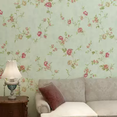 Non-woven pastoral style wallpaper bedroom European warm romantic American pastoral country style floral wallpaper living room