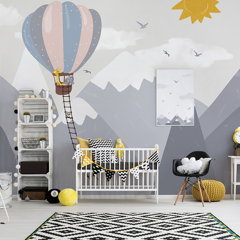 Children's room mural Male and female children's room bedroom cartoon world map custom mural modern jane ocean background wall cloth