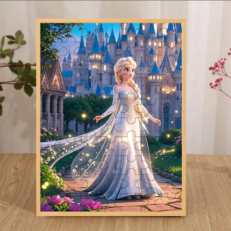 New Elsa Princess Creative Puzzle Frozen Educational Toy Photo Frame DIY Children's Cartoon Gift Display Stand