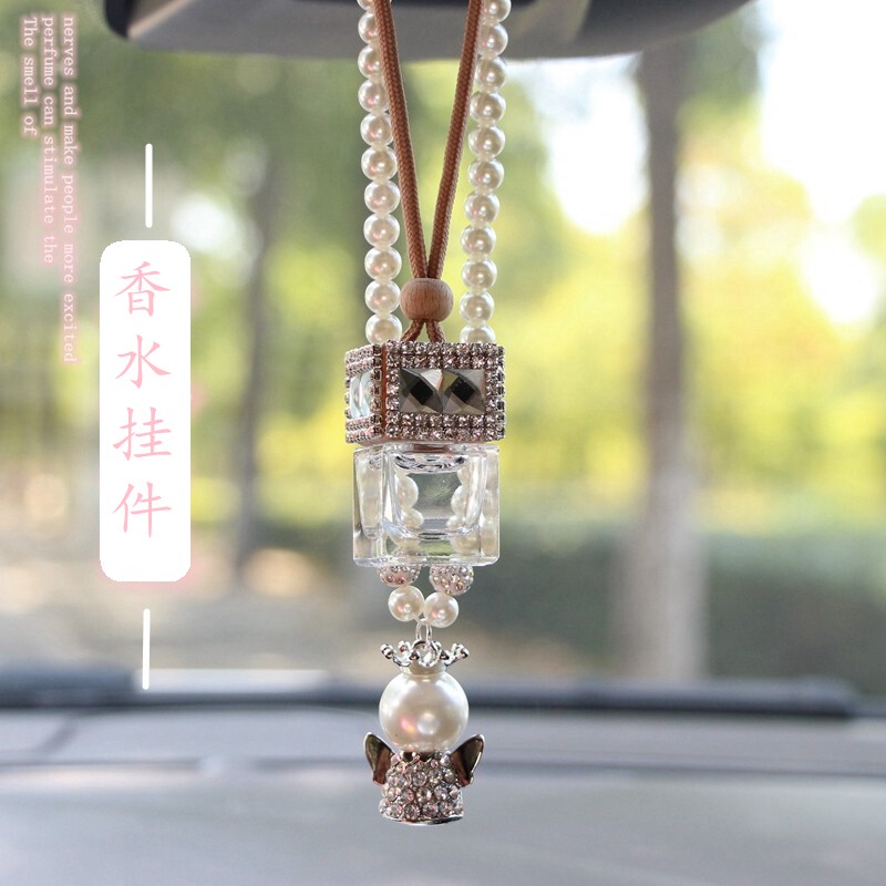 Car car perfume pendant aromatherapy car interior accessories rear mirror pendant inlaid diamond empty bottle perfume deodorant car pendant