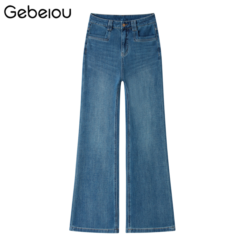 Ice Blue Straight-Leg Flared Jeans for Women, 2026 Spring New Style, Four-Way Stretch, High-Waisted, Slimming, Non-Tight Flared Pants Ice Blue Straight-Leg Flared Jeans for Women, 2026 Spring New Style, Four-Way Stretch, High-Waisted, Slimming, Non-Tight Flared Pants