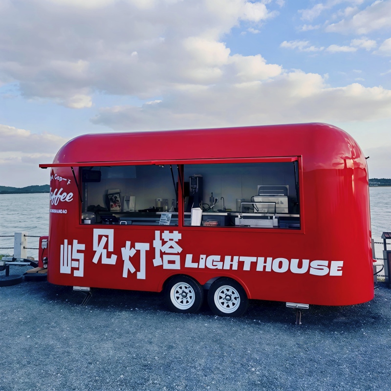 Internet-Famous Retro Food Truck, Mobile Coffee Cart, Outdoor Ice Cream Vending Cart for Tourist Areas and Shopping Malls, Milk Tea and Cold Drink Cart