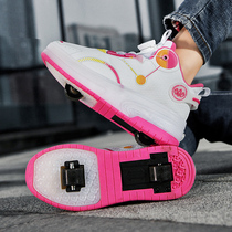 Heelys Shoes Girls Autumn 2024 New Automatic Two-Wheeled Childrens Flying Shoes Shrinkable Boys Roller Skating Sports Shoes