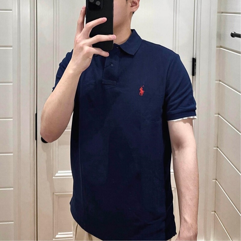 American-Style Summer Paul Short-Sleeve Polo Shirt for Men, Collared T-Shirt, Pure Cotton, Business Embroidered Logo, Pure Cotton Breathable Top