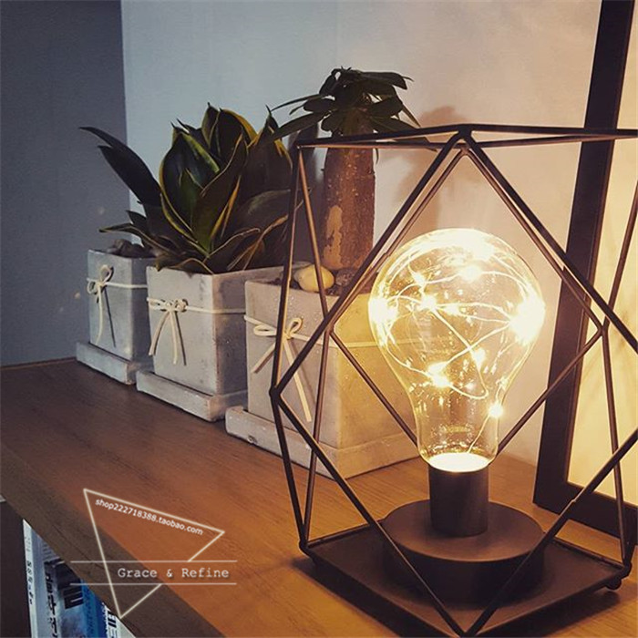 GR Sense of design ins Home Nordic industrial style handmade style Wrought iron table lamp Nursing lamp Night lamp