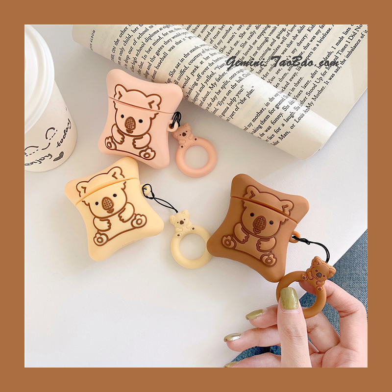 Cute pillow bear apple AirPods wireless bluetooth earphone protective cover cute female first and second generation silicone ins