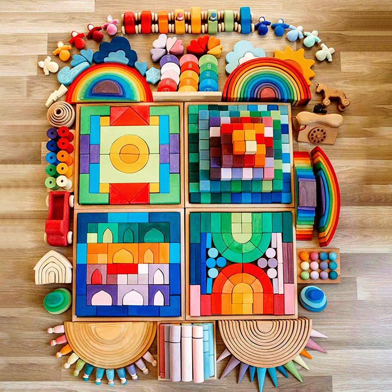 German Imported Grimms Rainbow Handmade Large Roman Building Block Set Children's Educational Toys German Imported Grimms Rainbow Handmade Large Roman Building Block Set Children's Educational Toys
