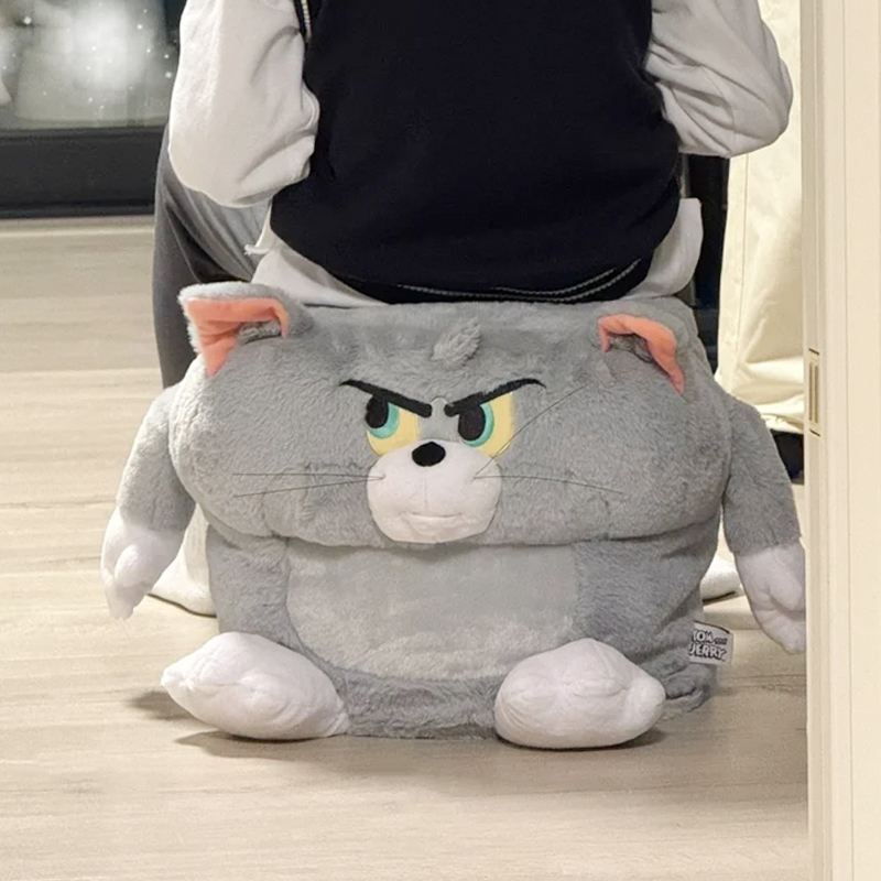 Pop Sunday Official Tom and Jerry Home Decor Tom and Jerry Small Stool Plush Cushion Trendy Toy Figurine Gift