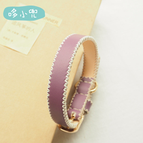Duo Xiaodou handmade leather collar pet cat collar dog collar hand-sewn double-layer cowhide collar