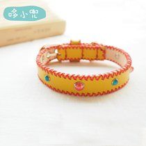 Duo Xiaodou handmade custom pet accessories first layer cowhide hand-stitched collar dog collar pet leather collar