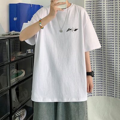 Pure cotton American-style T-shirt men's short-sleeved summer thin trendy brand ins Hong Kong-style couple loose, ice-like half-sleeved heavy clothes