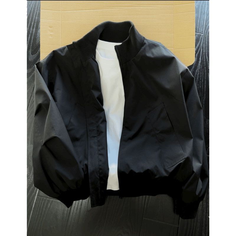American-Style Bomber Pilot Jacket for Men, Autumn Cleanfit Silhouette, Short Workwear Baseball Jacket, Trendy