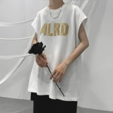 Хлопковая летняя тонкая футболка без рукавов, баскетбольный трендовый брендовый спортивный жилет, большой размер, короткий рукав