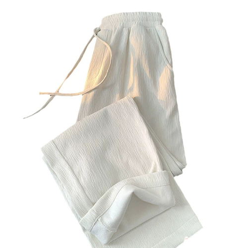 Шелковые летние тонкие штаны для отдыха, свободный прямой крой, изысканный стиль