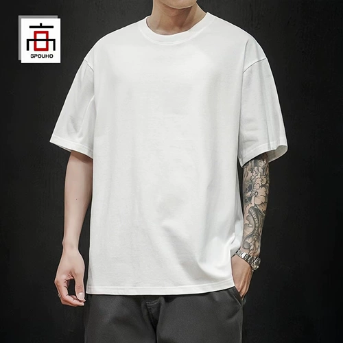 Тонкая приятная телу однотонная трендовая футболка с коротким рукавом, оверсайз, большой размер